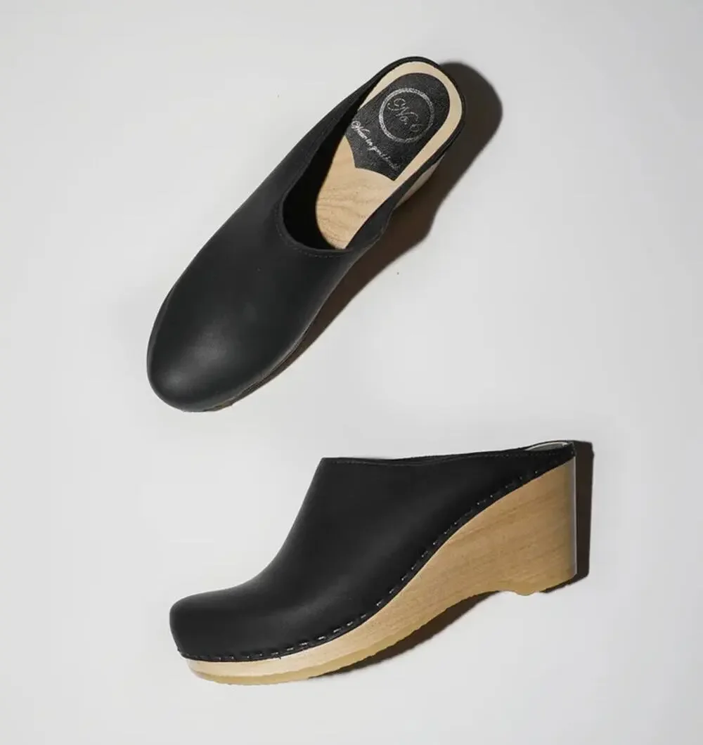NO. 6 New School Clog on Wedge in Black Sz 40/US 9.5 $310